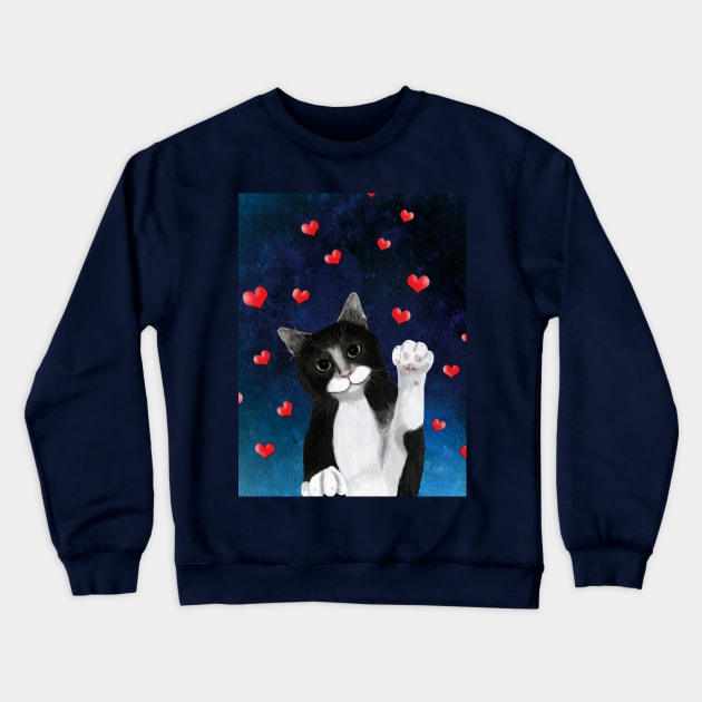 Loving Tuxedo Cat Crewneck Sweatshirt by 2HivelysArt